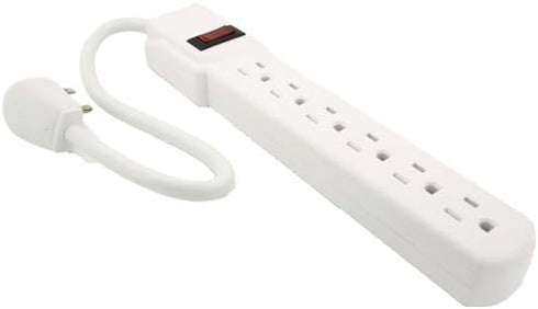 Topzone 1 Feet 6 Outlets Built-in Safety Circuit Breaker Angle Plug AC Wall Power Strip UL Listed (White)...
