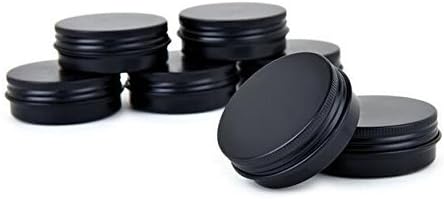 Aluminum Metal Tin 1oz/30ml, Black Aluminum Tins Round Tin Cans Containers with Screw Top Lid (Pack of 10)...