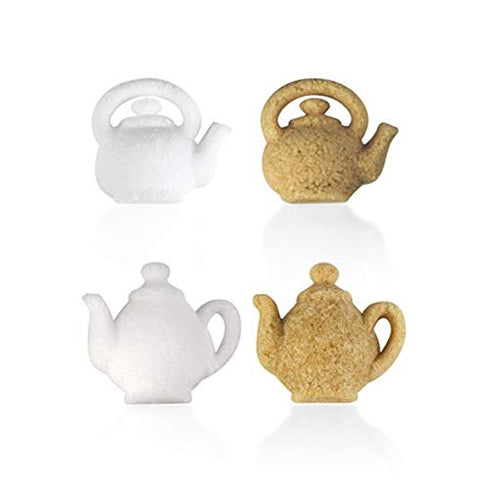 Canasuc Paris, A La Bonne Heure, Pur Sucre de Canne,"Window Gift Box" of 32 Assorted French Molded Teapot Sugar Pieces, White & Amber, 3.35 Oz...