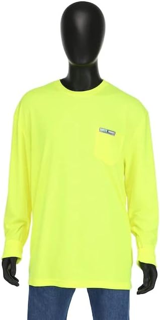 Safety Works High Visibility Economy Long Sleeve Shirt with Pocket, Performance Wicking Material, Breathable, Yellow, Large, (SW46406-L)...