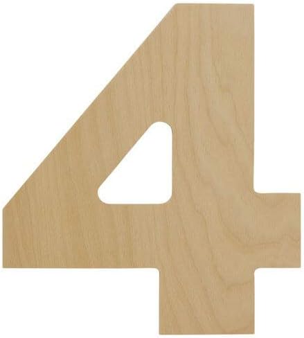 Woodpeckers Wooden Number 4 Cutouts 8" - Birch Wood - Jumbo Numbers for Wall Decor, Crafts, Parties & Home Decor - Pack of 1...