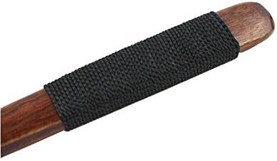 2PCS Brown Length 7.5inch Wood Coffee Tea Spoon Scoops Mixing Stirrers with Long Handle and Black Cable Tie Soup Spoons Natural Wood Rice Serving ...