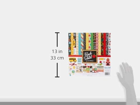 Echo Park Paper Company Back to School Collection Kit paper, 2-x-2, Blue/Black/Red/Green/Yellow, 12-x-12"...