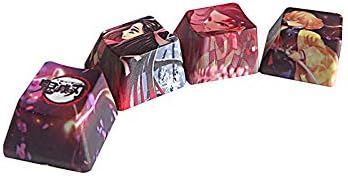 4 keycap Set, 5-side Dye-subbed PBT Keycaps, R4 Keycaps, DIY OEM Keycaps for Gaming Mechanical Keyboard, Demon Slayer...