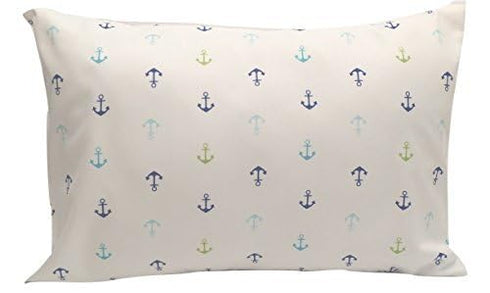 ELLA & MAX Toddler Pillowcase. Anchor Nautical. Soft & Cuddly. Fits 13x18 & 14x19 Toddler Pillows. Easy to wash & no Ironing. Handmade in USA. Mad...