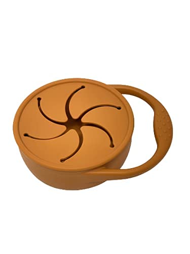 BraveJusticeKidsCo | Snack Attack Snack Cup | Collapsible Silicone Snack Container | Toddler and Baby Snack Catcher Lid (Honey Ginger)...