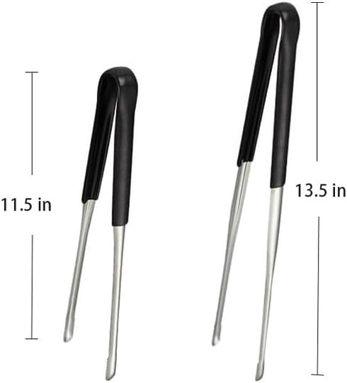 4Pcs Extra-Long Stainless Steel Kitchen Tongs 11.5" and 13.5"Metal Food Tongs with Non-Slip Comfort Handles Grill Tongs for Cooking Sea food,BBQ,M...