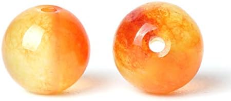 100Pcs Natural Stone Beads 6mm Orange Jasper Round Loose Gemstone Energy Healing Beads Hole Size 1mm DIY Smooth Beads for Bracelet Necklace Earrin...