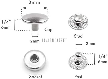 CRAFTMEMORE 50 Sets Antique Brass Snap Buttons S-Spring Socket Popper Fasteners for Jacket Bag Closures VT1 (8mm (0.31"))...