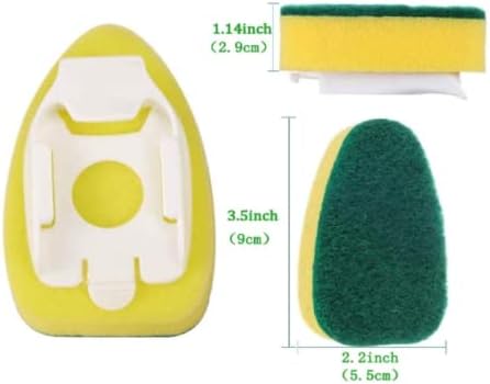 Non-Scratch Heavy Duty Dish Wand Sponge for Kitchen Sink Cleaning Brush (1 Wand with 6 Sponge Heads)...