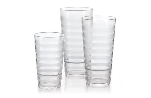 G.E.T. SW-1516-CL Orbis Shatterproof Opaque Striped Plastic Tumbler, 16 Ounce, Clear (Set of 12)...