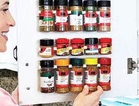 Spice Clip Strips For Cabinet Doors - Organizer for Spices - Spice Rack Holds15 Spice Jars - 3M Adhesive Gripper Clip Strips In White For Pantry...