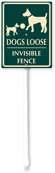 Dogs Loose Invisible Fence Yard Sign with Stake 8x12inch Rustproof Outdoor Aluminum Sign for Yard Garden Lawn Street Outdoor...