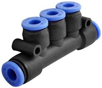 2 PCS – 1/4 (6mm) 5 Way Splitter Push in Connector Pneumatic Fittings Black...