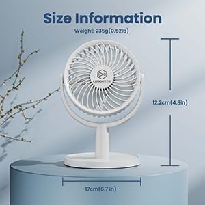 4 Speeds Strong Desk Fan with Elegant Apperance, Personal Portable Mini USB Fan, Quiet, 310 Degree Rotation, Detachable, Easy to Clean, Lightweigh...