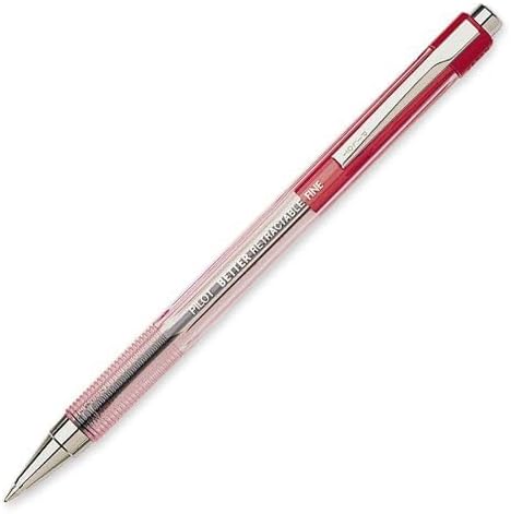 Pilot Better Retractable Ballpoint Pen, Bundle Black, Blue, Red colors Fine Point 07, 10 COUNT...