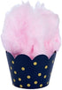 Navy Blue and Gold Cupcake Wrappers - Reversible Party Decoration Supplies, Sailor Theme, Nautical Baby Shower, Military Retirement, Police Birthd...