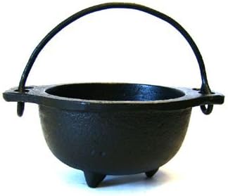 Cast Iron Cauldron w/Handle, Ideal for smudging, Incense Burning, Ritual Purpose, Decoration, Candle Holder, etc. (4" Diameter Handle to Handle, 2...