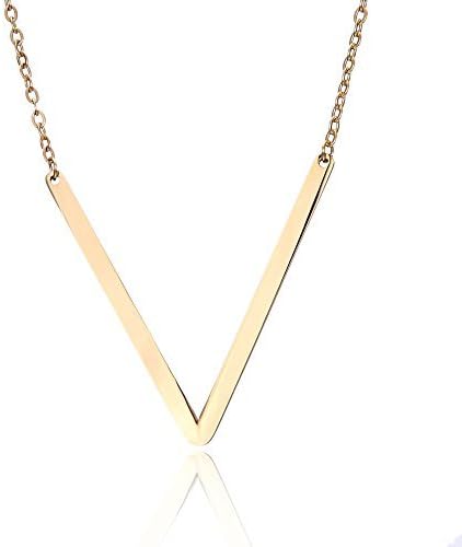 RINHOO Sideways Large Initial Necklace 18k Gold Plated Stainless Steel Big Letter Script Name Monogram Pendant Necklace for Women Gift(from Alphab...