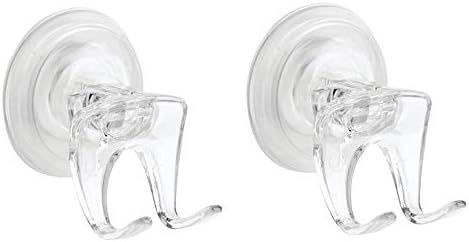 iDesign Plastic Power Lock Suction Bathroom Shower Hooks for Razor, Loofah, Wash Cloth, 2.25" x 2.25" x 2.5", Clear...