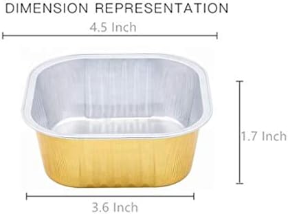 KEISEN square 4 2/5" Disposable Aluminum Foil Cups 300ml for Muffin Cupcake Baking Bake Utility Ramekin Cup 24/PK...
