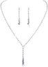 COLORFUL BLING Rhinestone Teardrop Infinity Pendant Necklace Zircon Dangle Earring Jewelry Sets?Silver?...