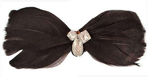 Expo International Feather Bow Brooch Pin Crystal Gems Hair Accessory, Brown...