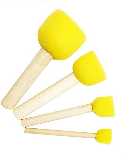 60pcs Assorted Round Paint Foam Sponge Brush Set Painting Tools, Brush Set - Great for Kids Arts and Crafts, Stencils, Painting...