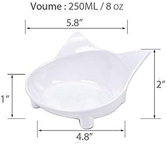 Cat Feeder - Melamine Cat Food Bowls, Set of 2, 8 oz, Whisker Relief, Non Slip, Dishwasher Safe, BPA Free, Modern Design for Small & Medium Breeds...