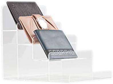 Acrylic Wallet Display Stand Holder Acrylic Jewelry Display Riser Shelf Showcase Fixtures (3-tier)...