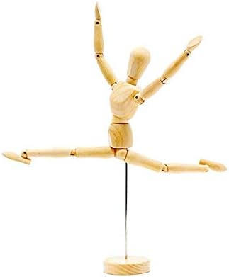 8 Inch Artists Wooden Manikin Flexible Body Joints Human Figure Puppet Model Wood Male Mannequin Doll Ornament Stand for Home Office Desk Decorati...