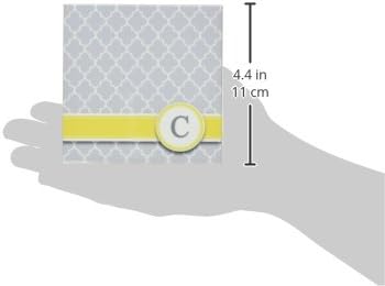 3dRose cst_154569_3 Your Personal Name Initial Letter C Monogrammed Grey Quatrefoil Pattern-Yellow Gray-Ceramic Tile Coasters, Set of 4...