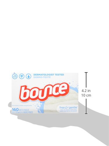 Bounce Fabric Softener Dryer Sheets, Free & Gentle, 160 Count - Packaging May Vary...