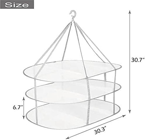 Looca 3-Tier Folded Mesh Clothes Hanging Dryer Sweater Drying Rack 30.3" L * 24.5" W*30.7" H...