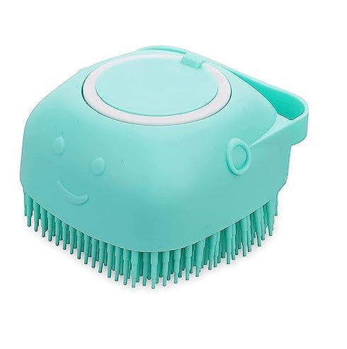 Dog Bath Brush, Pet Massage Brush Shampoo Dispenser, Soft Silicone Brush Rubber Bristle for Dogs and Cats Shower Grooming (Green)...