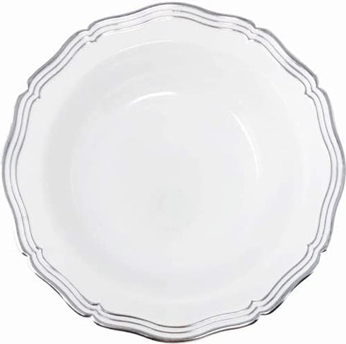 DecorLine Elegant Aristocrat Collection White/Silver Dessert Bowls (Pack of 10) - Unmatched Quality - Perfect for Dinner Parties & Special Occasio...