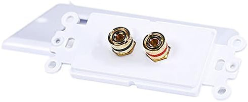 iMBAPrice (5 Pack) Premium 2 Connector Banana Wall Plate - Banana Plug Binding Post Wall Plate for Speakers white...