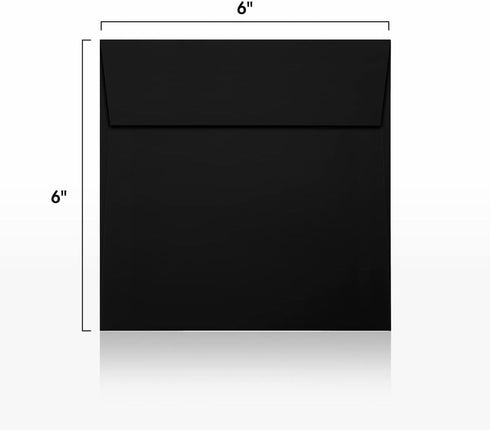 LUXPaper Square Invitation Envelopes | Peel & Press | 6" x 6" | Black Linen | 80lb. Text | 50 Qty...