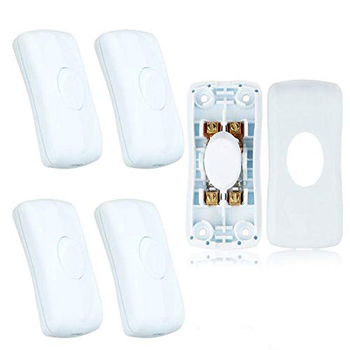 5 Pcs Inline Switch, Cord Appliance White Switch, Button ON Off for Lamp, Rated 2A 250V, Replacement Repair for Control LED Electrical Line Extens...
