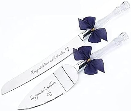 Wedding Cake Knife and Server Set with Blessings, Cake Knife Cutter Set for Wedding Holidays Birthdays Anniversary Receptions,Stainless Steel Blad...