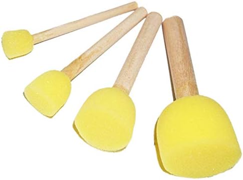 60pcs Assorted Round Paint Foam Sponge Brush Set Painting Tools, Brush Set - Great for Kids Arts and Crafts, Stencils, Painting...