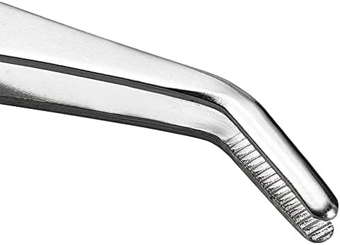MMOBIEL 2 Pcs Stainless Steel Tweezers 12cm / 5inch with curved Serrated Tip Professional Multi Purpose Tongs Tool for Industrial work, Laboratory...