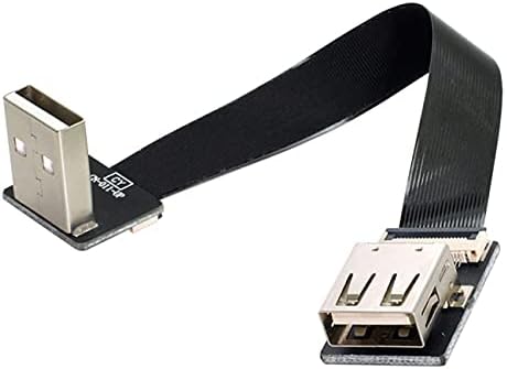 NFHK Up Angled USB 2.0 Type-A Male to Female Extension Data Flat Slim FPC Cable for FPV & Disk & Scanner & Printer 50CM...