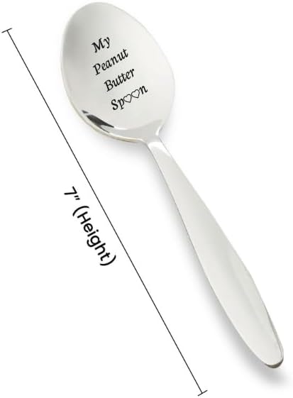 My Peanut Butter Spoon With Two Little Heart - Engraved Spoon Stainless Steel Silverware Flatware Unique Birthday Easter Basket Gifts For Boy Girl...
