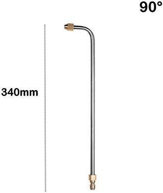 High Pressure Washer Extension Wand, 90° Curved Rod, Undercarriage and Gutter Cleaner Attachment, 34cm Stainless Steel Angled Extension Lance, 1/4...