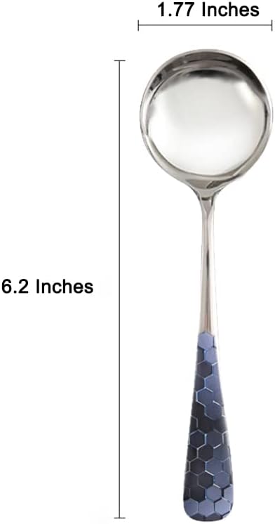 Stainless Steel Coffee Round Spoon,Korean Dessert Spoon,Hexagonal Pattern Mixed Color Tea Spoon for Home, Kitchen or Restaurant, Set of 4 Coffee S...