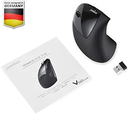 Perixx PERIMICE-713L, Wireless Ergonomic Left Handed Vertical Mouse, 6 Buttons Design, 3 Level DPI, Black, Medium...