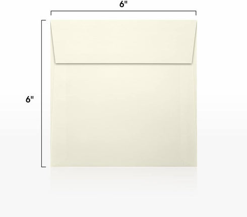 LUXPaper Square Invitation Envelopes | Peel & Press | 6" x 6" | Natural Linen | 80lb. Text | 50 Qty...