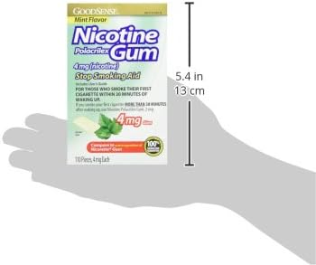 GoodSense Nicotine Polacrilex Uncoated Gum 4 mg (nicotine), Mint Flavor, Stop Smoking Aid; quit smoking with nicotine gum, 110 Count...