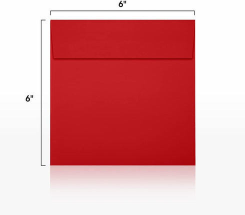 LUXPaper Square Invitation Envelopes | Peel & Press | 6" x 6" | Ruby Red | 80lb. Text | 50 Qty...